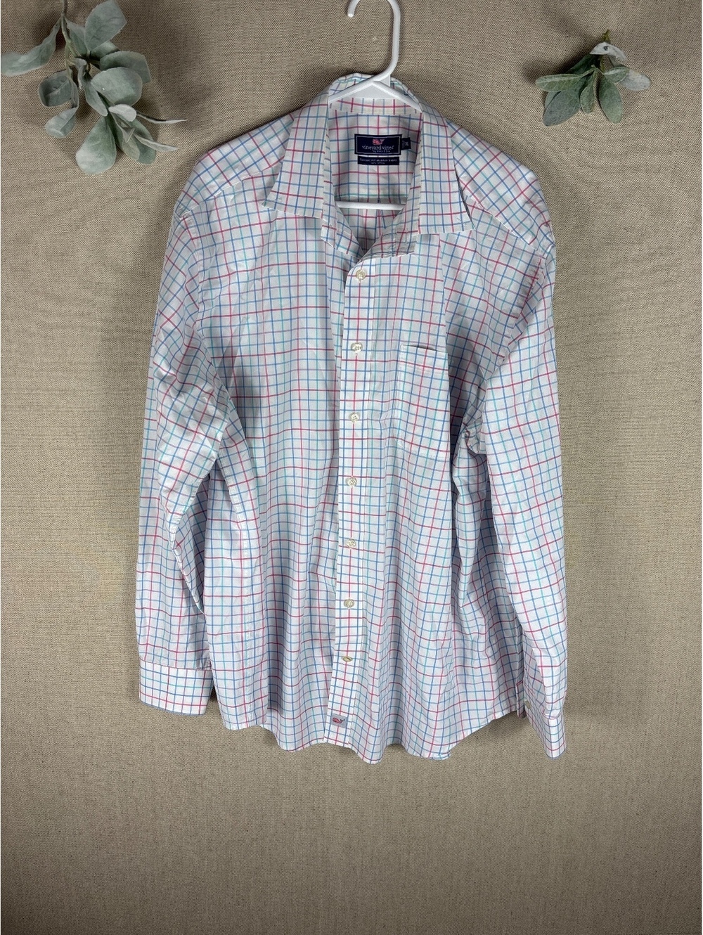 Vineyard Vines > White Pink Blue Green Plaid Classic Fit Murray Button Down